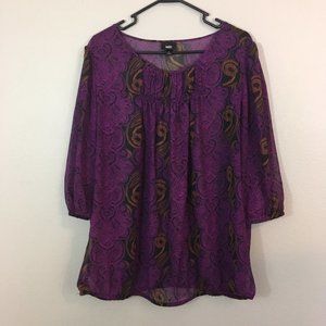 Mossimo Plus Size 1 Baby Doll Top Purple Paisley